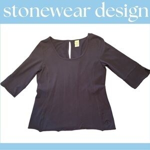 Super Cute Dark Navy Knit Top with Key Whole Back Detail